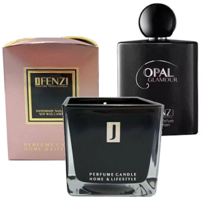 JFenzi Opal Glamour - zestaw promocyjny, woda perfumowana 100 ml, świeca sojowa o zapachu Opal Glamour